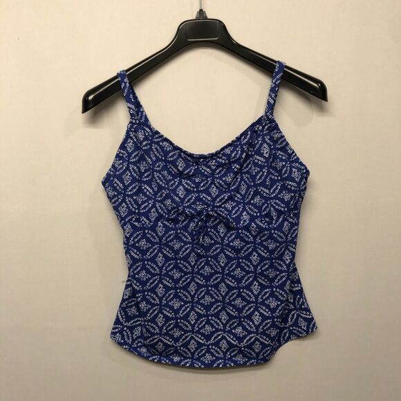 Lands' End Women Swimwear Swim Tankini Top Size 16D Blue Underwire B319 -26 - Picture 1 of 14